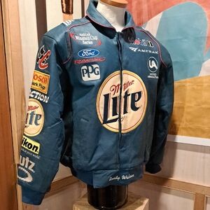 Jeff Hamilton Rusty Wallace NASCAR Racing Bomber Chase Leather Jacket